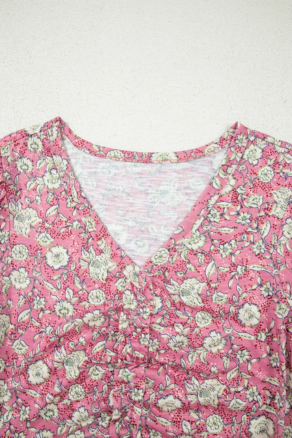 Floral V-Neck Puff Sleeve Blouse