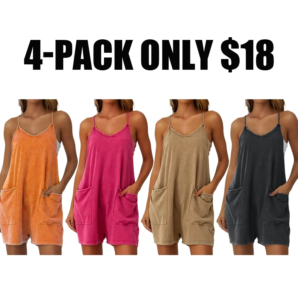 Women's Vintage Acid Wash Pocket Romper