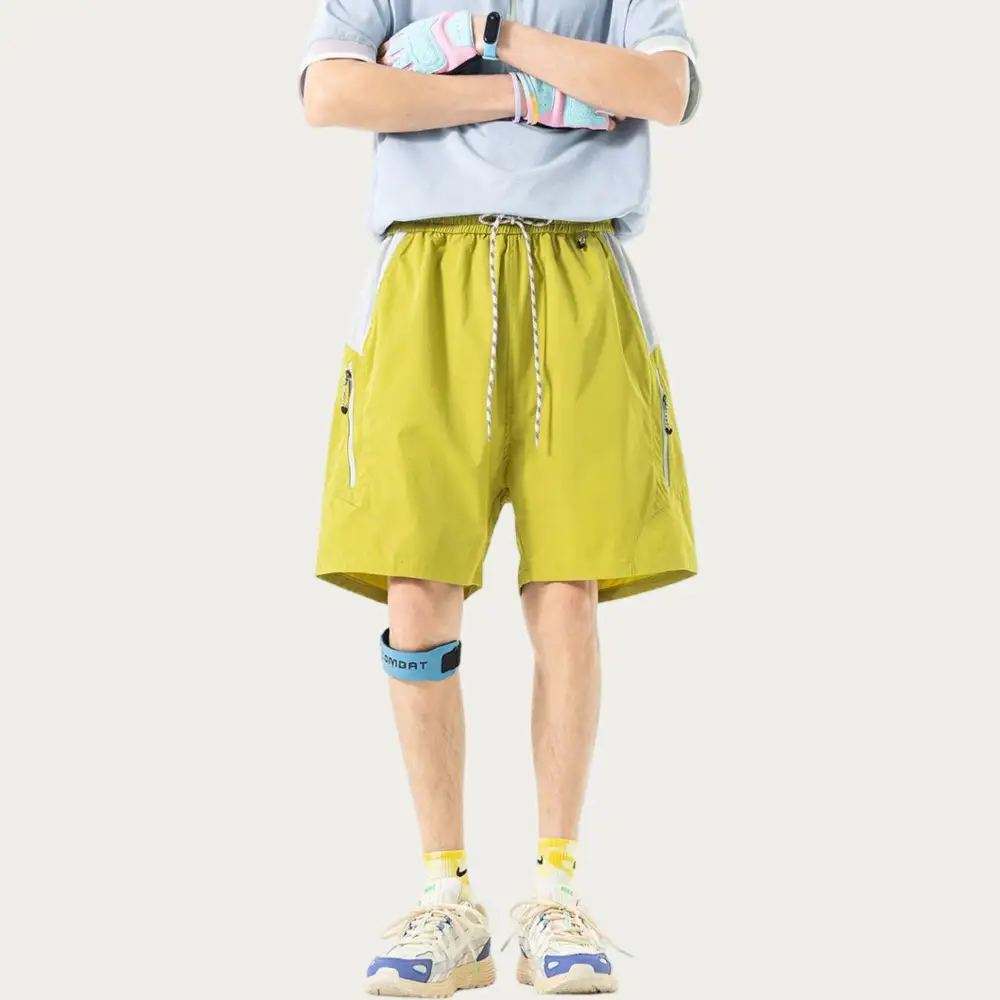 Drawstring Pocketed Lightweight Colorblock Men's Athletic Shorts