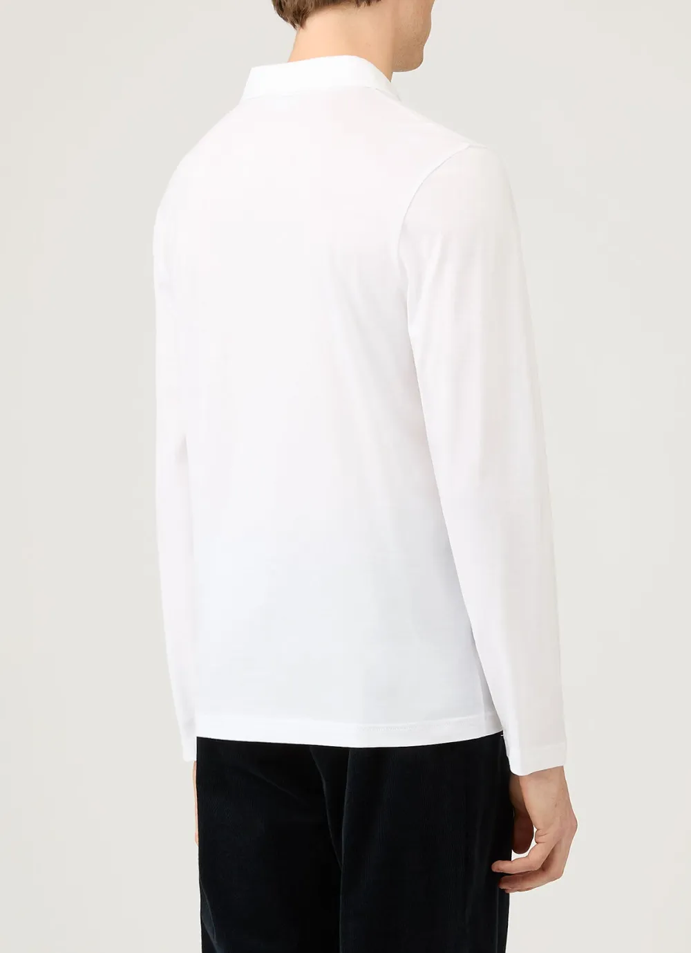 Clean Everyday Regular Fit Cotton Jersey Long Sleeve Polo Shirt