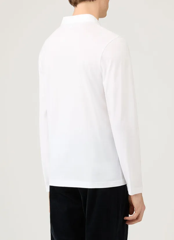 Clean Everyday Regular Fit Cotton Jersey Long Sleeve Polo Shirt