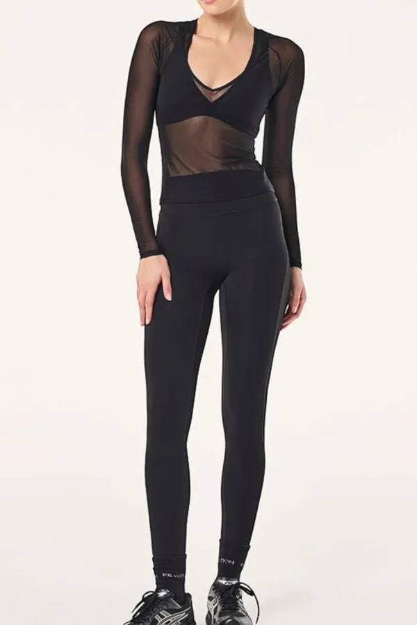 Mesh V Neck Long Sleeve Tee