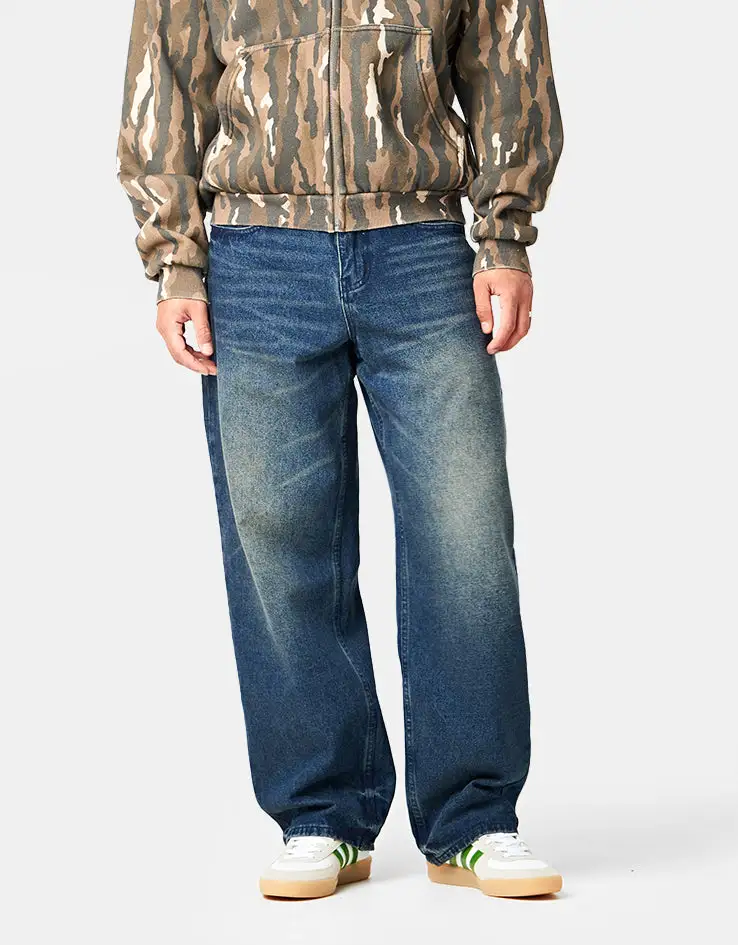 Men's Vintage Wash Baggy Stretch Jeans