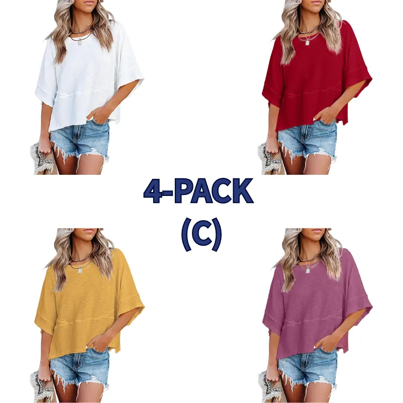 🌸Women's Crewneck Batwing Half Sleeve Top