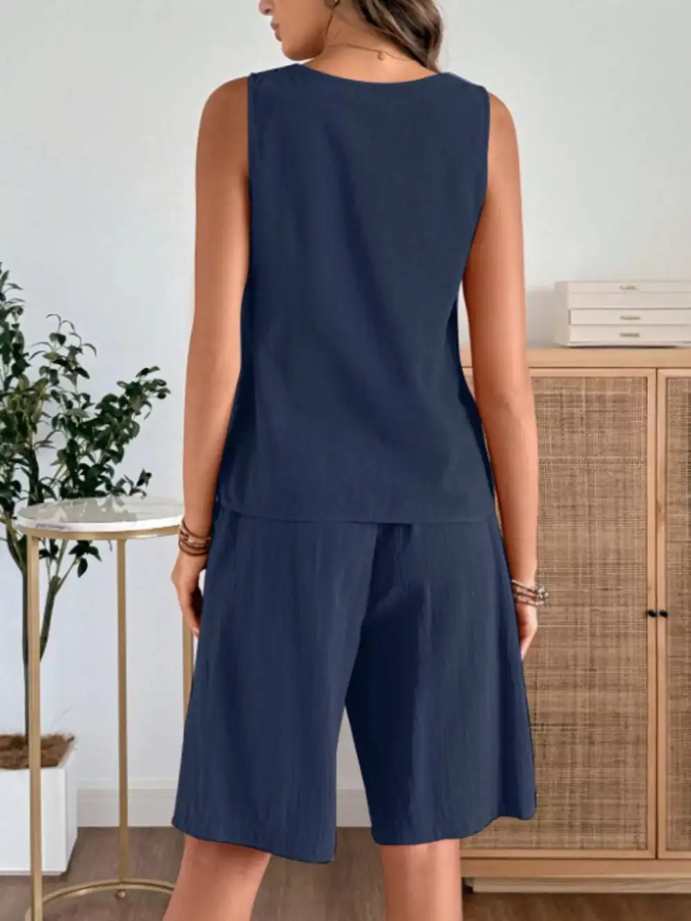 Round Neck Tank and Shorts Set