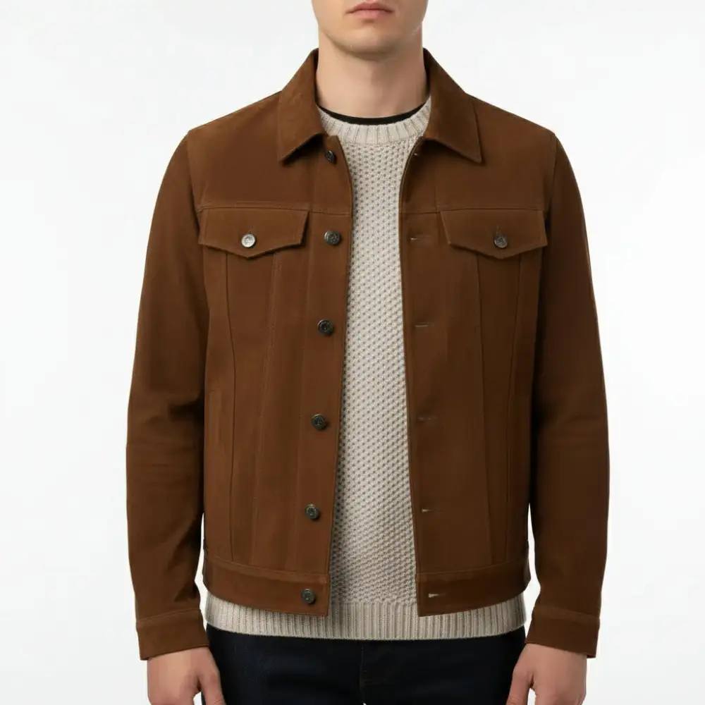 Suede Trucker Western Shirt Jacket Jacket