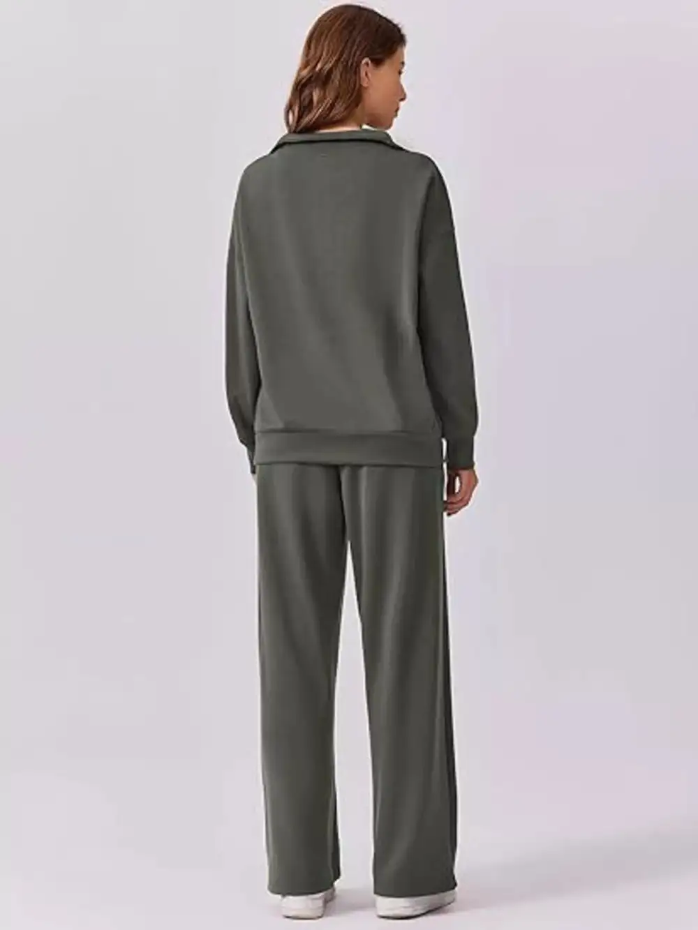 Relaxed Fit Quarter Zip Top and Pants Set