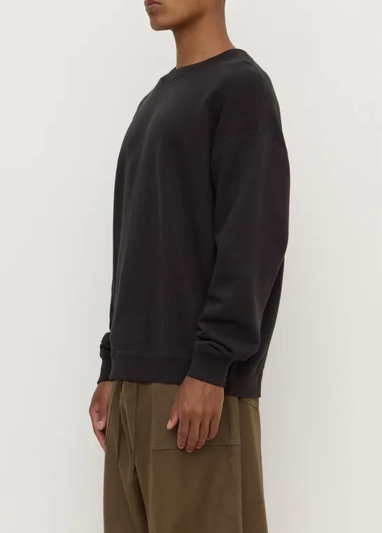 Washed Black Cotton Fleece Sweatshirt