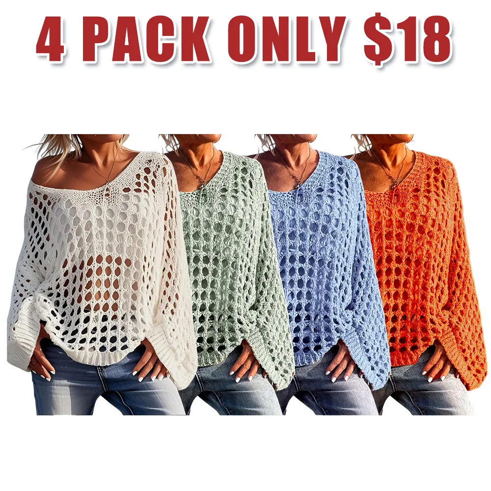 Women's loose-fitting hollow-out design top