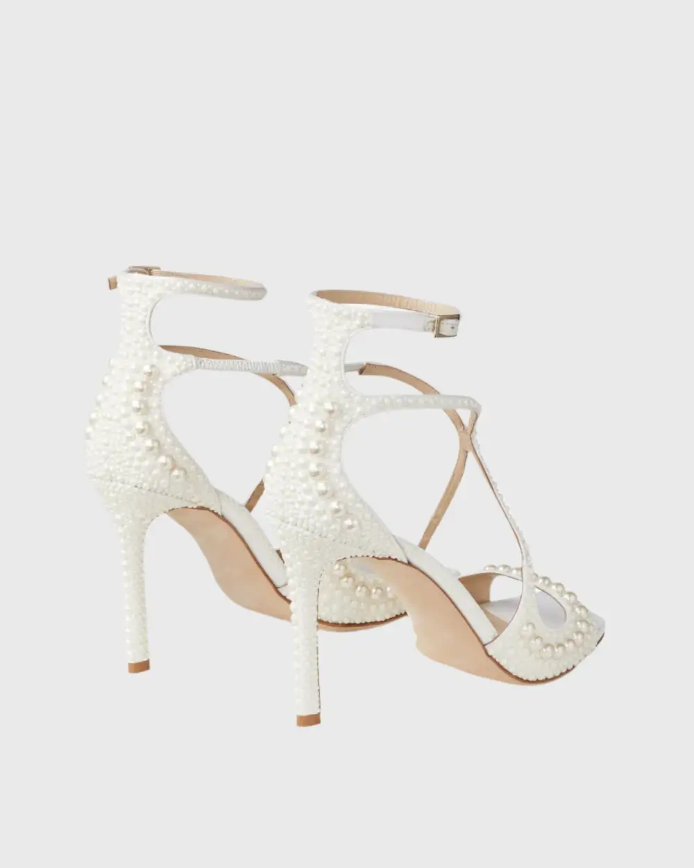 Pearl Strap Sandals in White