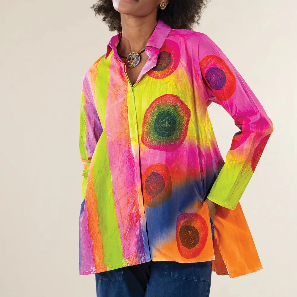 Hand-painted Lava Lamp Button-up Blouse