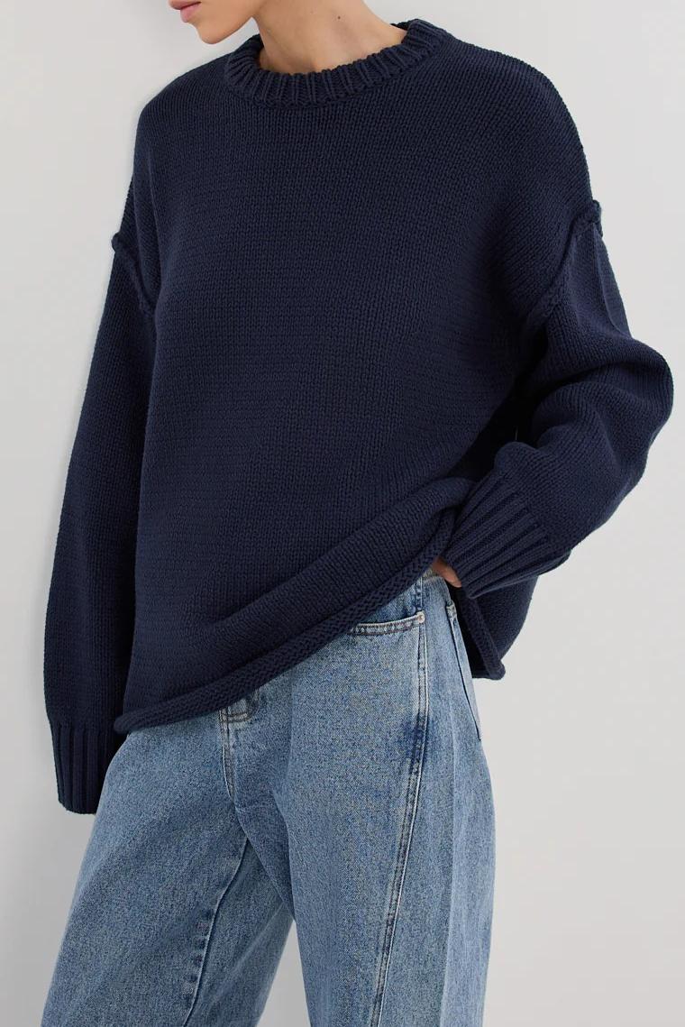 NAVY LONGLINE KNIT JUMPER