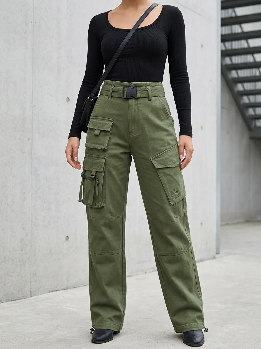 Signature Utility Style Street Style Women's Multi Pocket Cargo Pants