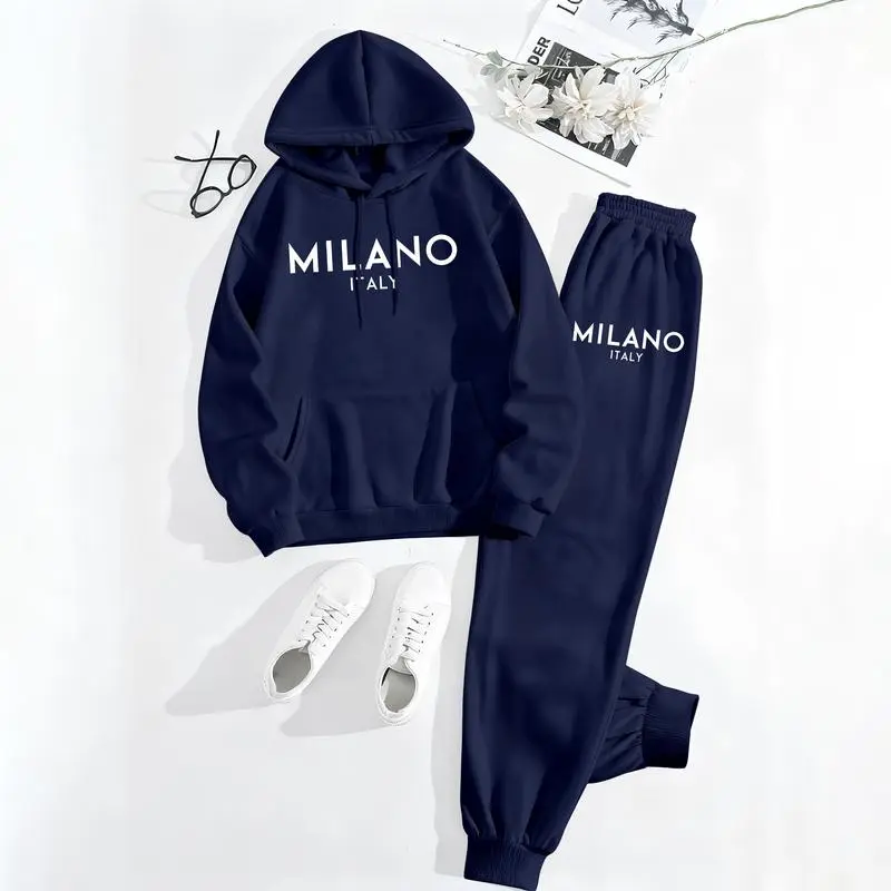 Women’s Milano City Print Hoodie & Track Pants Set – Trendy Fall/Winter Loungewear