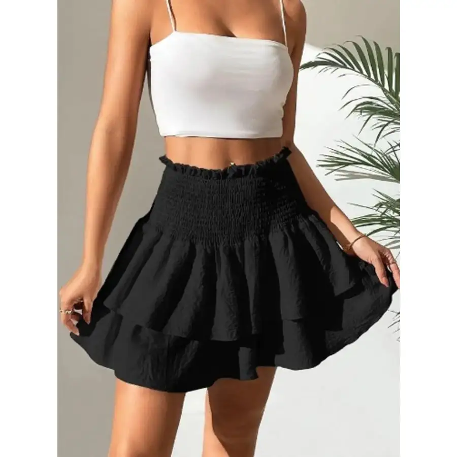 Smocked Layered Mini Skirt