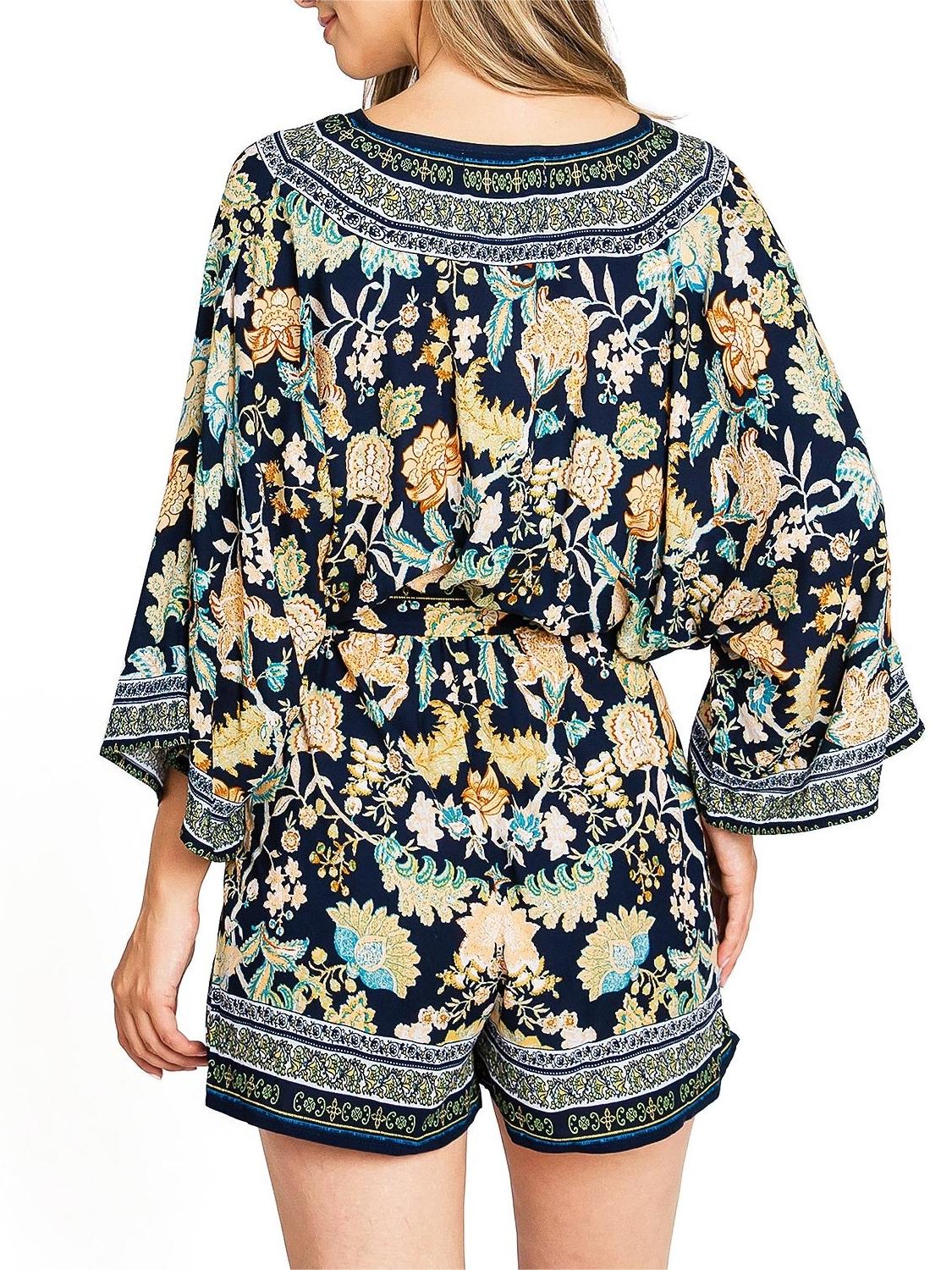 Floral Print Kimono - Style Romper