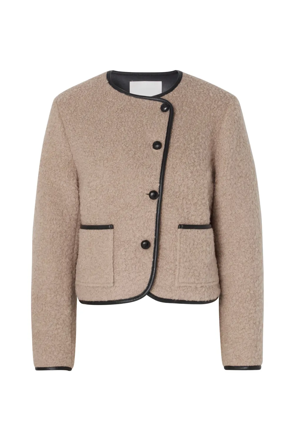 Shearling Trimmed Button Front Jacket