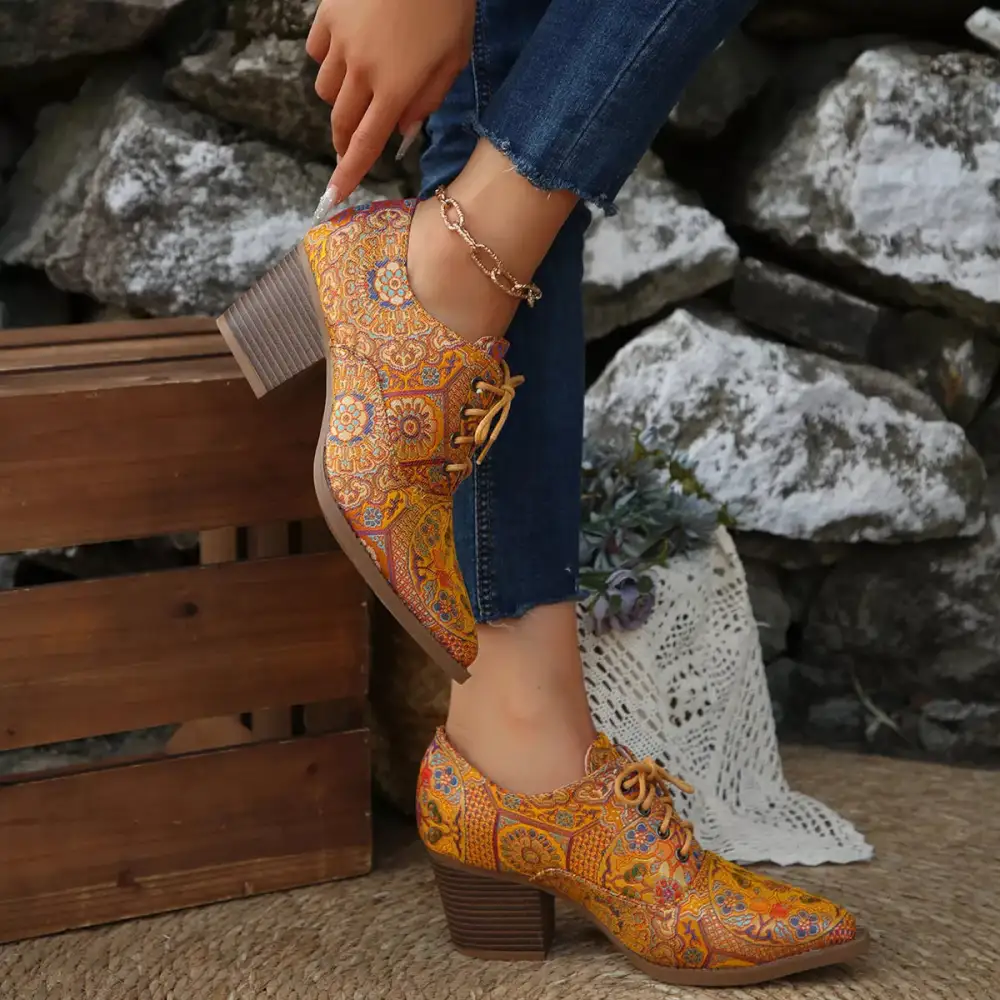 Refined Point Toe Block Heels Ankle Boots