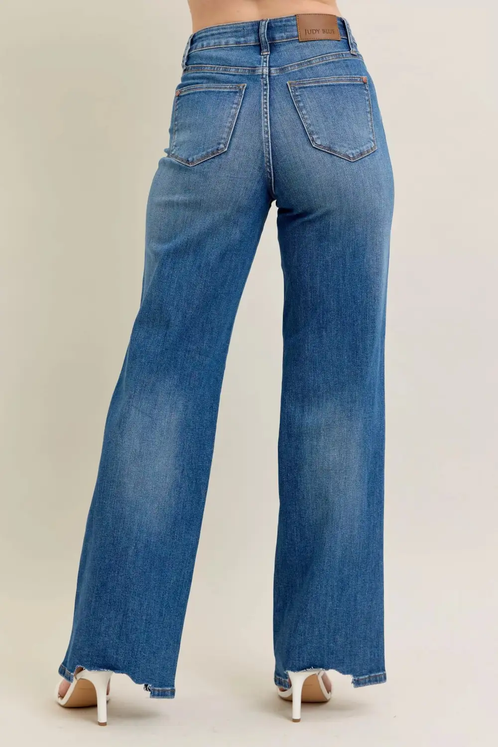 Everyday High Rise Distressed Wide Leg Jeans