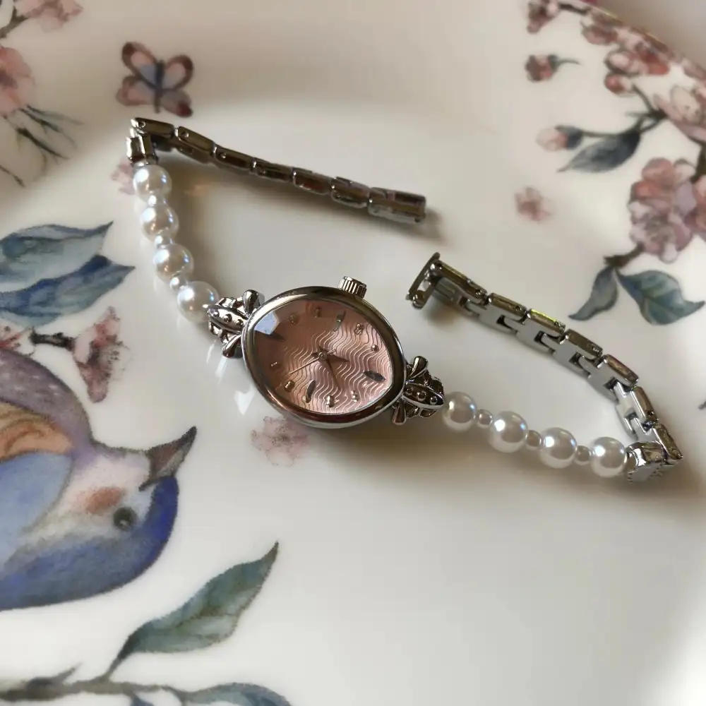 Pearl Accent Oval Dial Watch