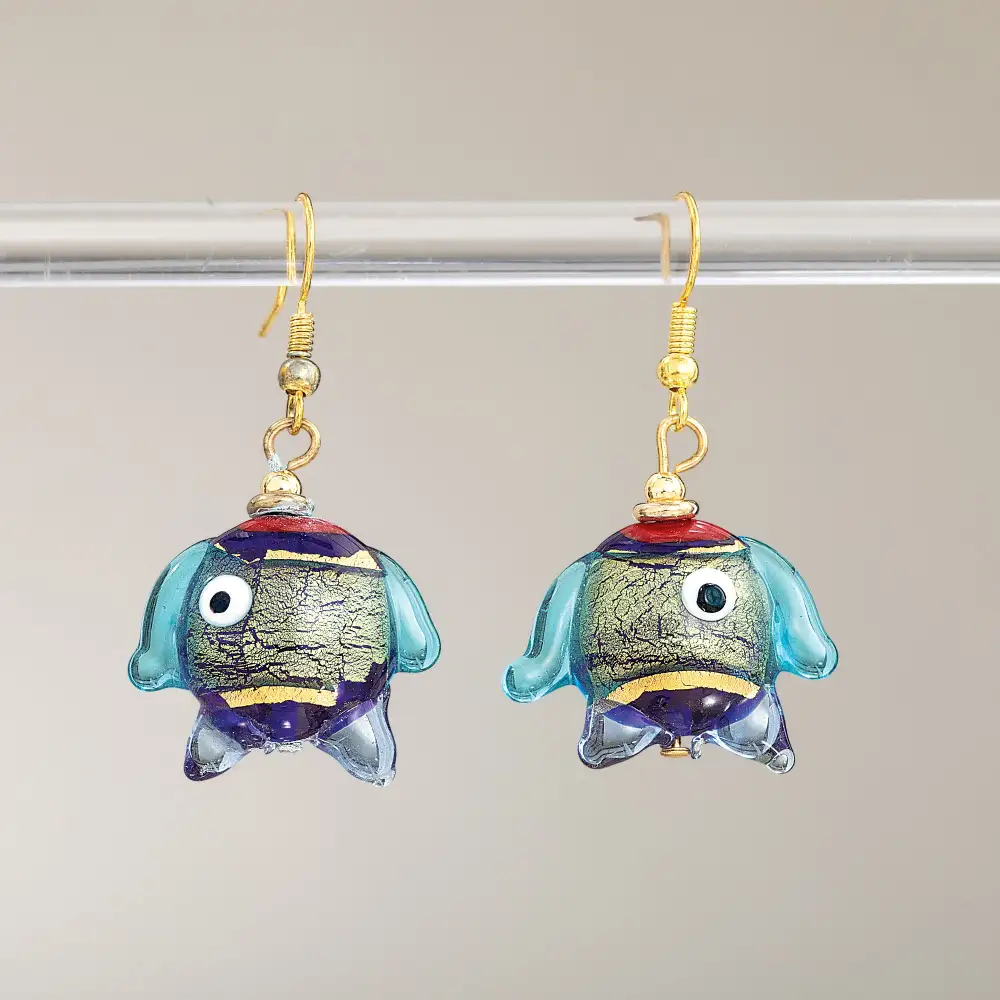 Gemstone Fish Drop Earrings