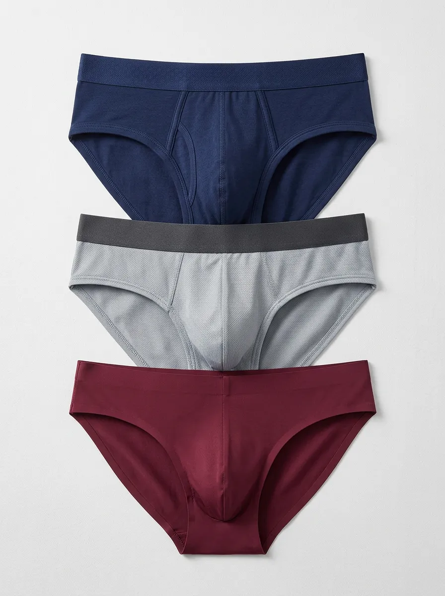 Men's Solid Color Multi-Pack Comfortable Cotton Briefs Underwear Set