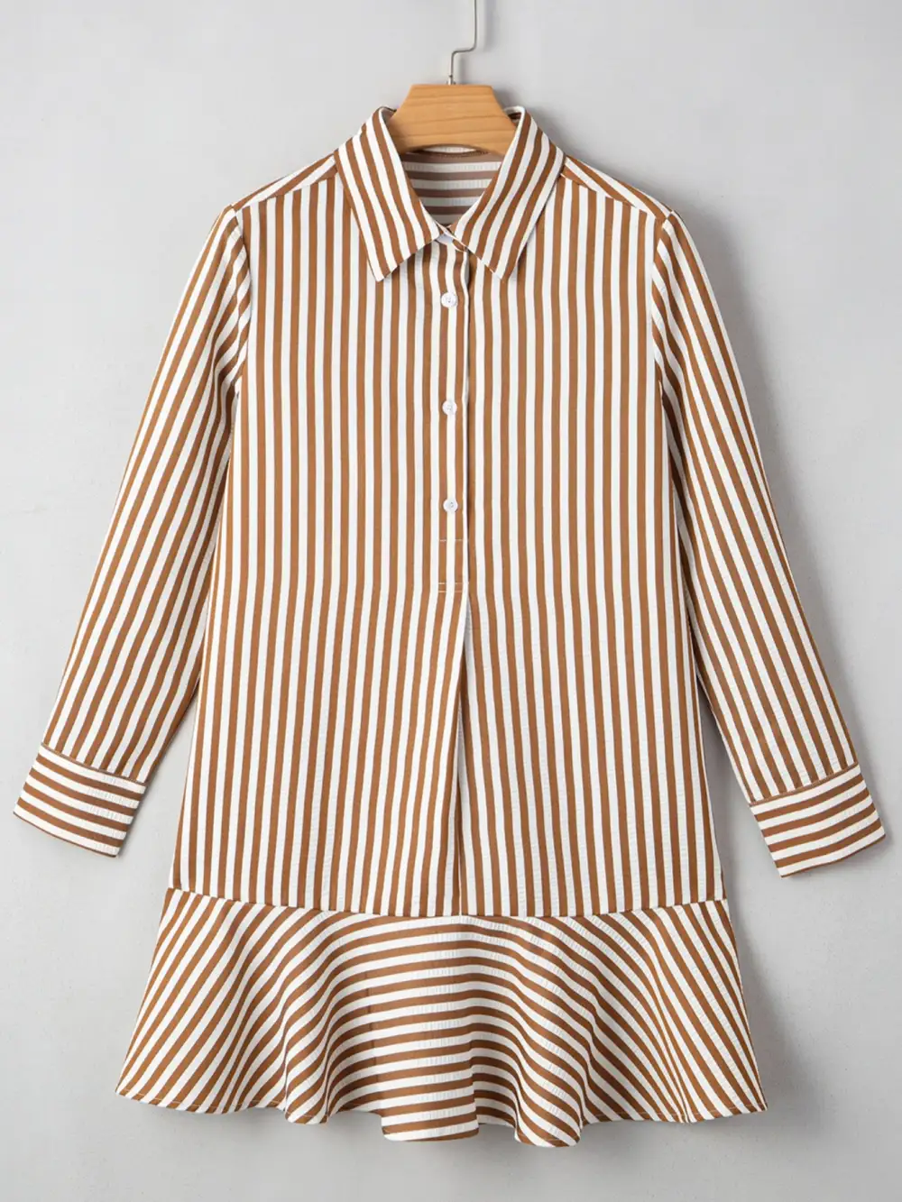 Striped Ruffle Shirt Dress