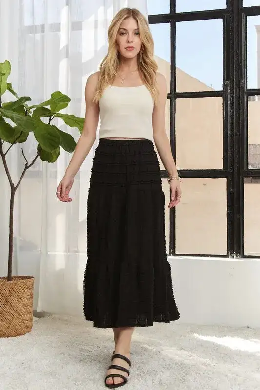 Cotton Blend Elastic Skirt