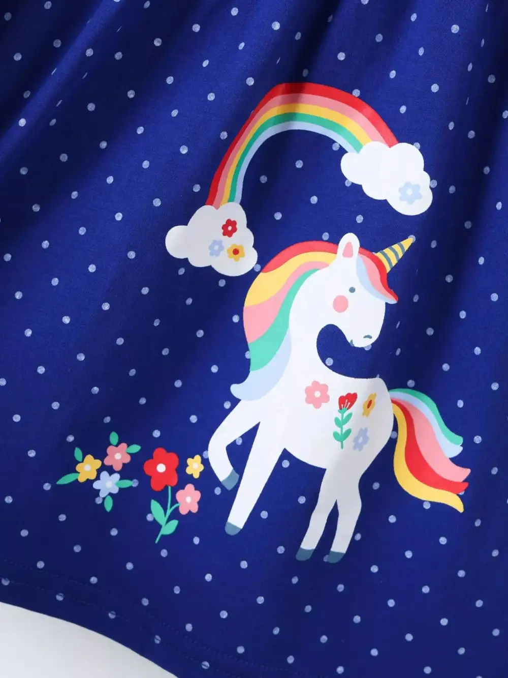 Girls Polka Dot Unicorn Rainbow Dress