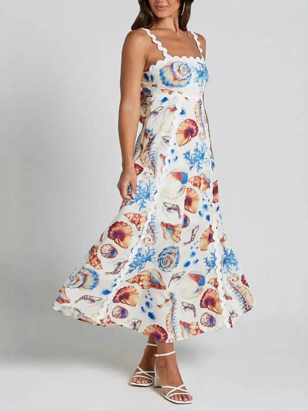 Clean Line Printed Midi Dress