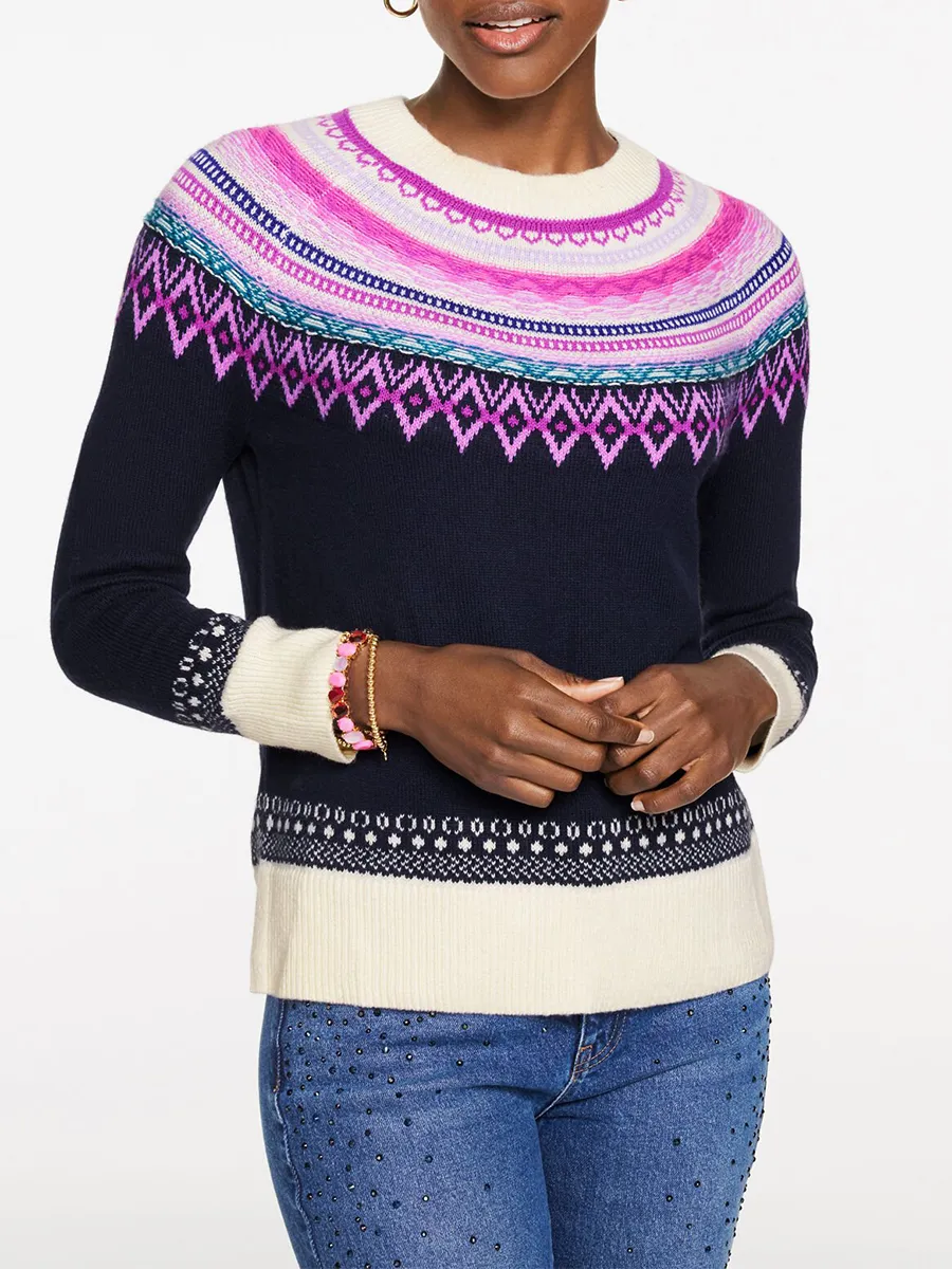 Women'S Artistic Pattern Knitted Round Neck Sweater