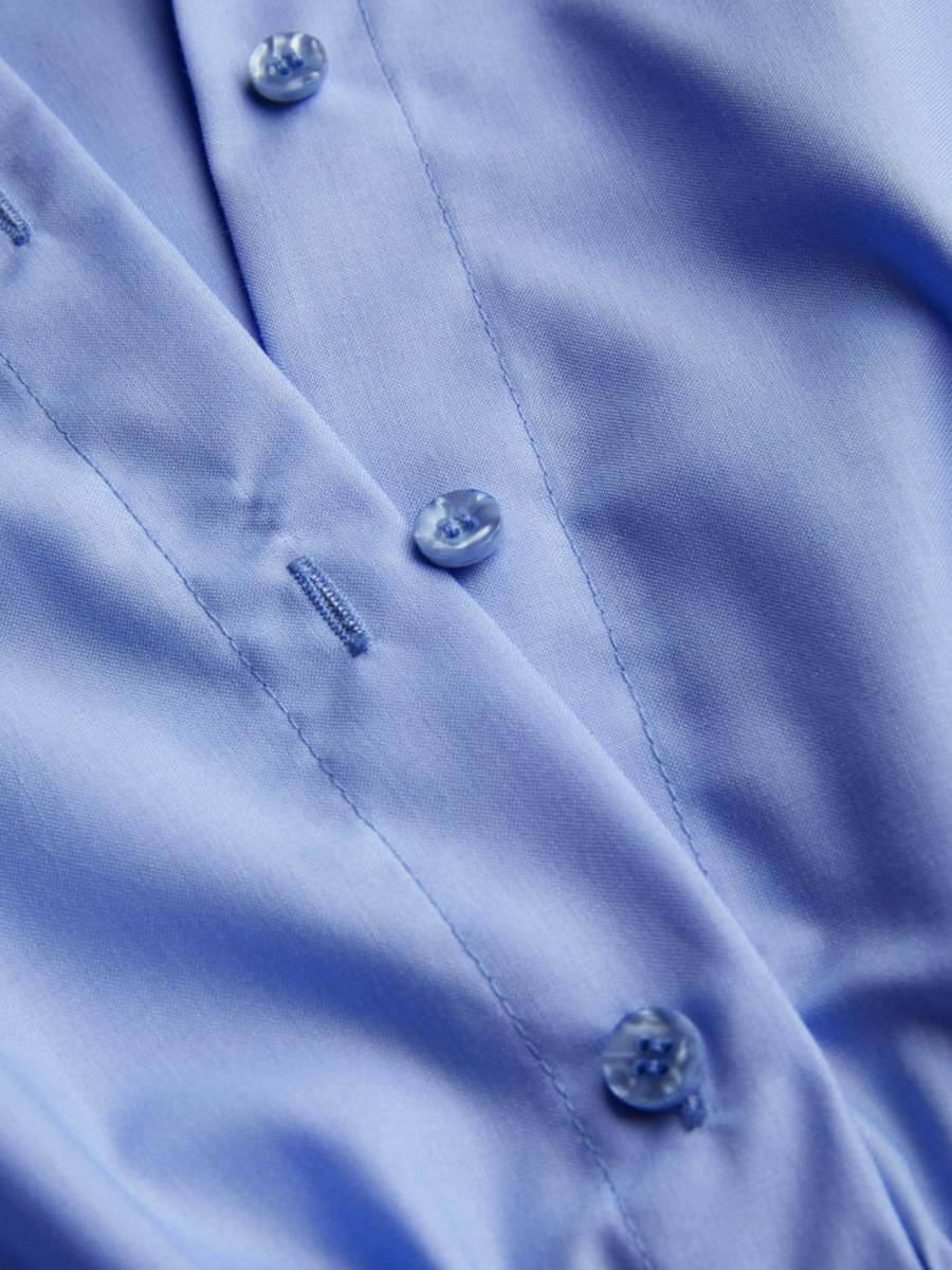 Collar Solid Button Long Sleeve Blouse Bodysuit