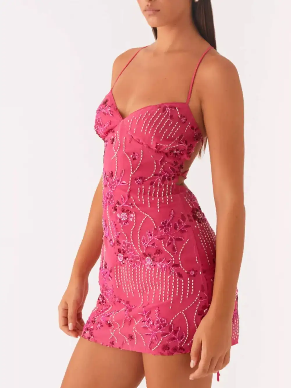 Drape Floral Mini Dress