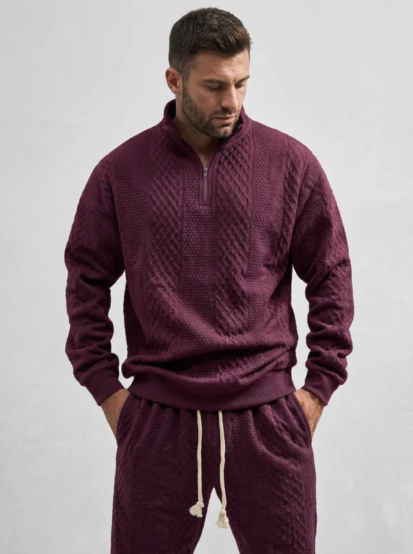 Cable-Knit Tracksuit Men's Quarter-Zip Knit Tracksuit Set