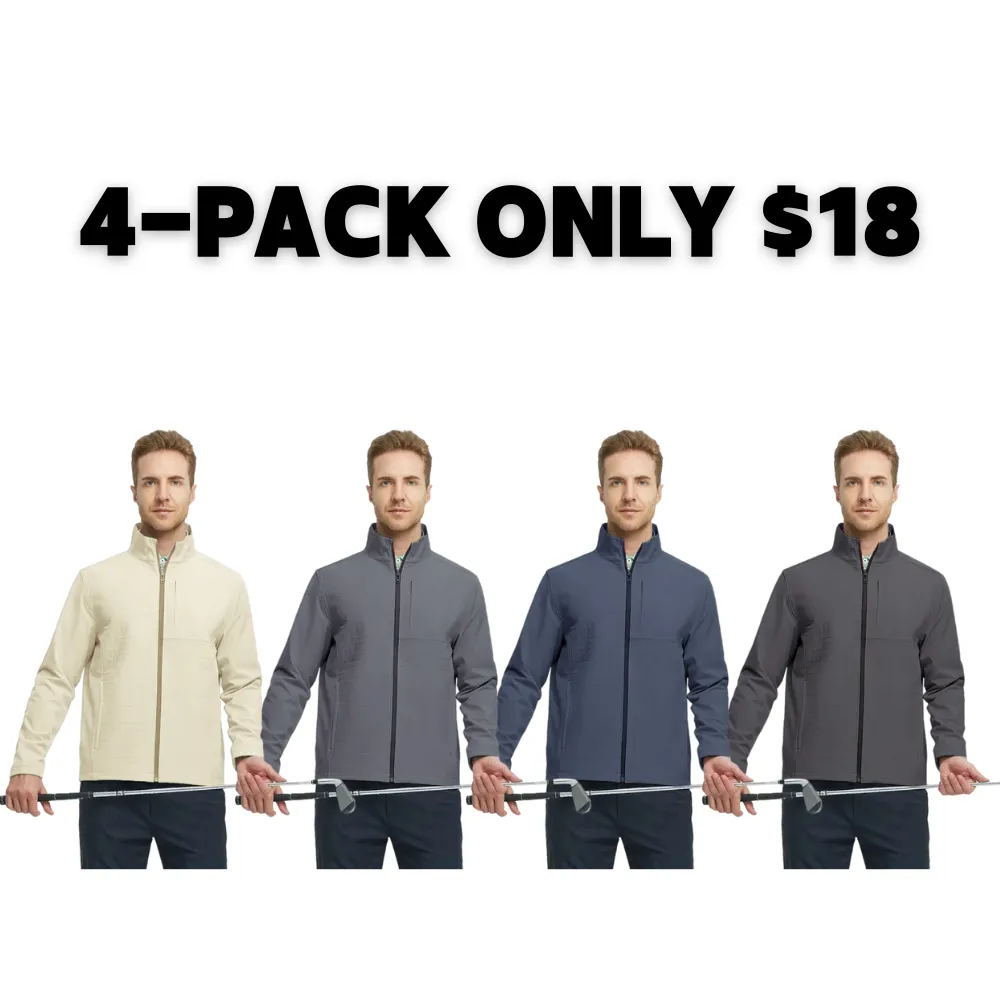 Men's Golf Windbreaker Jacket, Waterproof Windproof Performance Outerwear, Lightweight Warm Multifunctional Jacket for Outdoor Sports
