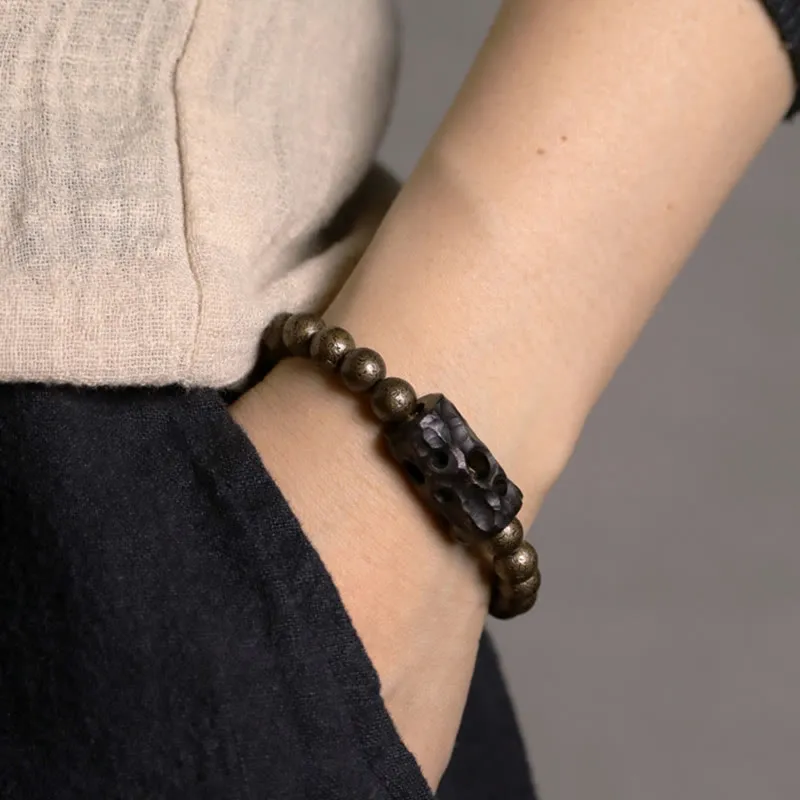 Ebony Wood Copper Beaded Bracelet