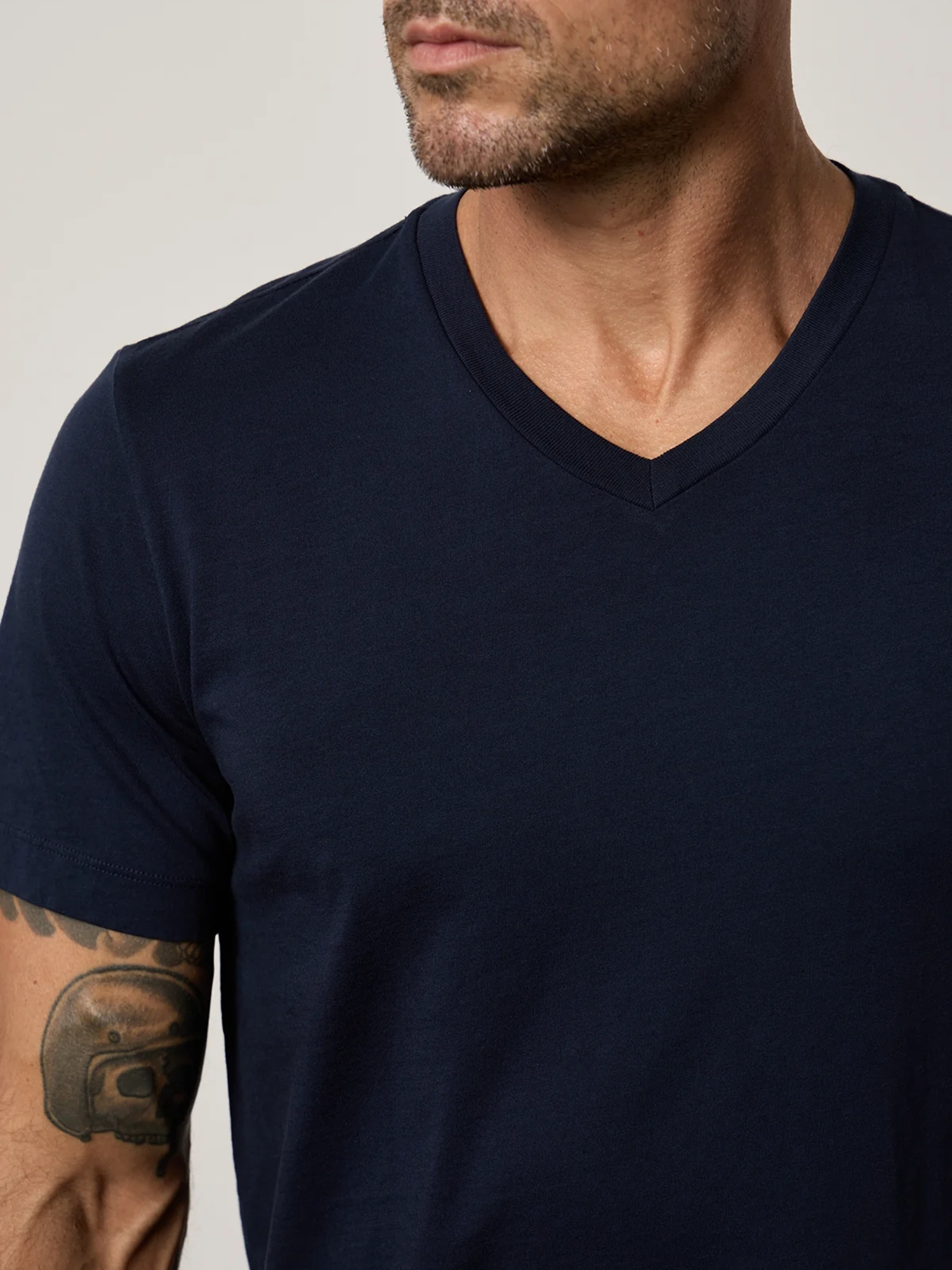 Men's Fashion Cotton V-Neck Solid Short Sleeve T-Shirt