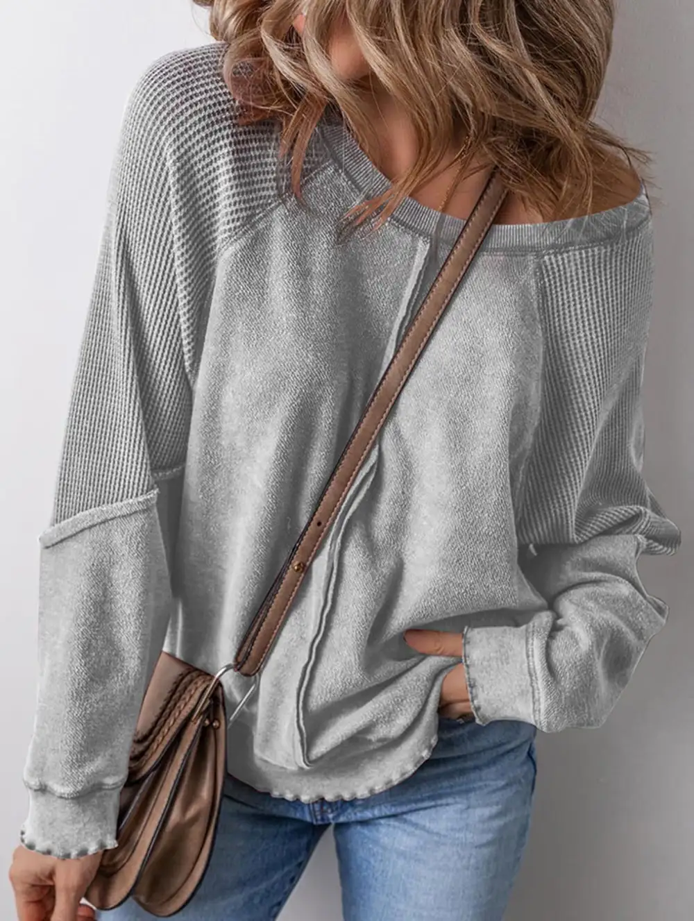 Soft Layer Patchwork Loose Sweatshirt