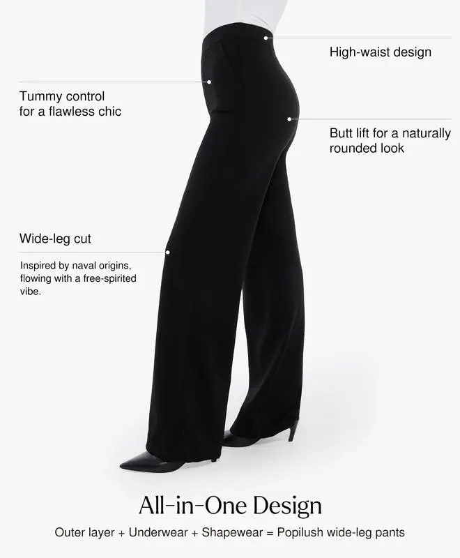 Shapewear Executive High Waisted Wide-Leg Ponte Pants with Tummy Control