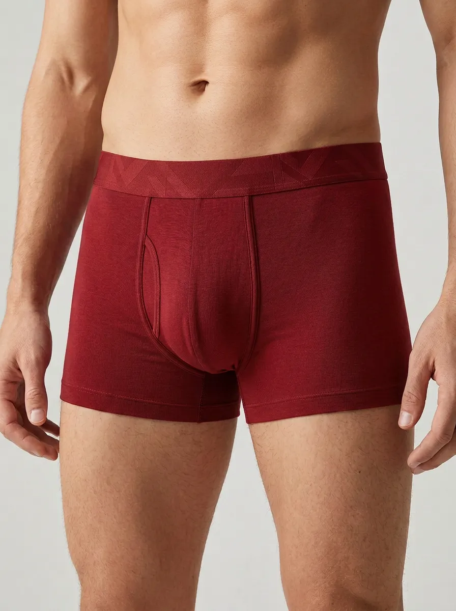 Men's Solid Navy Blue Minimalist Printed Boxer Briefs