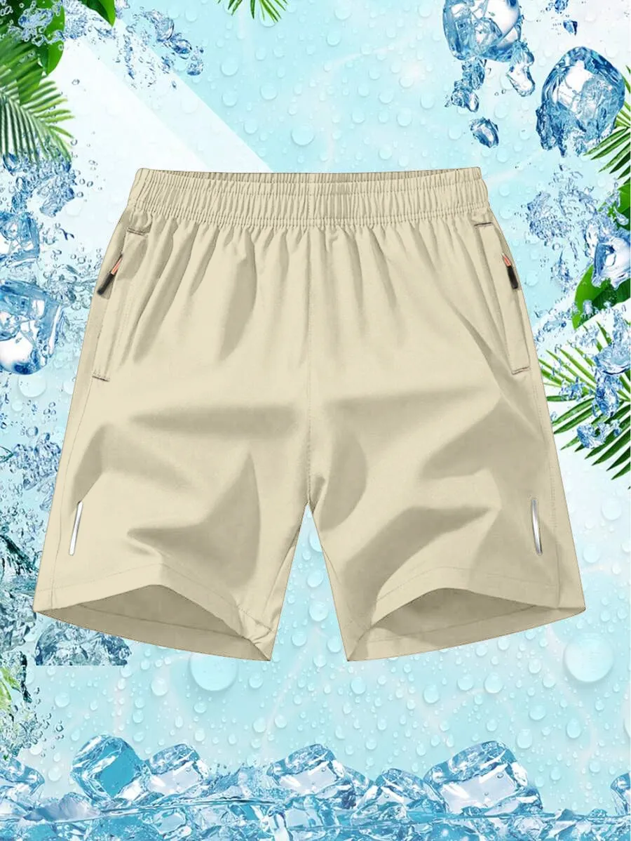 Men'S Solid Color Zipper Pocket Shorts