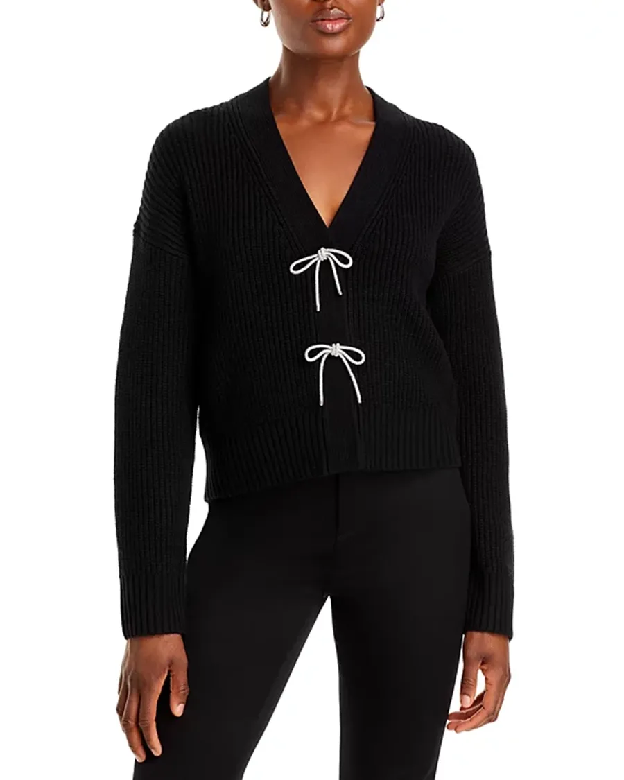 Sparkly Bow Embellished Cardigan