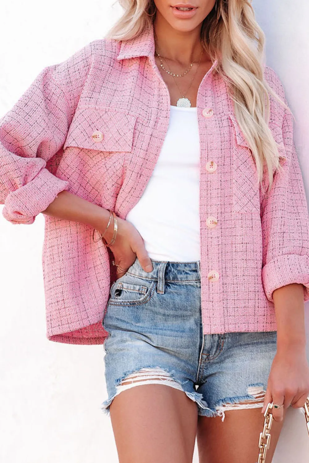 Plaid Color Block Patchwork Shirt Jacket