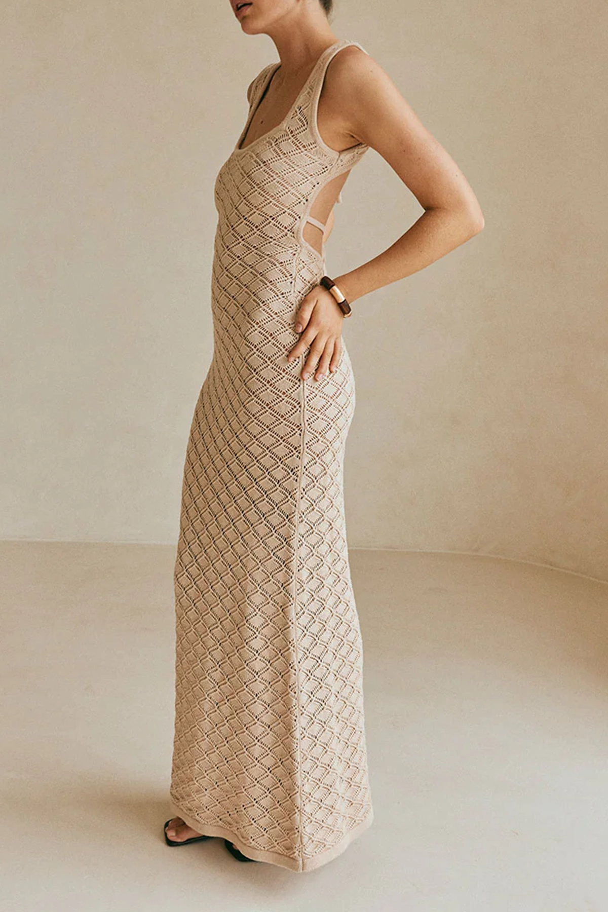 Textured Sleeveless Maxi Dress