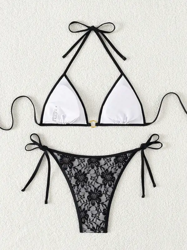 Lace Halter Bikini Swim Set
