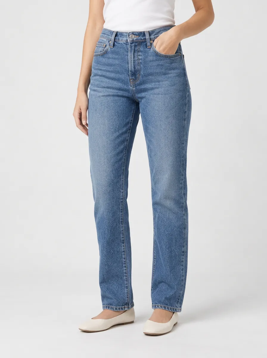 Soft Shape Straight Leg Pocket Detail Jeans