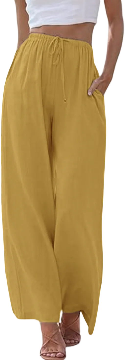 Women’s Wide Leg Palazzo Pants with Pockets – Lightweight Summer Trousers