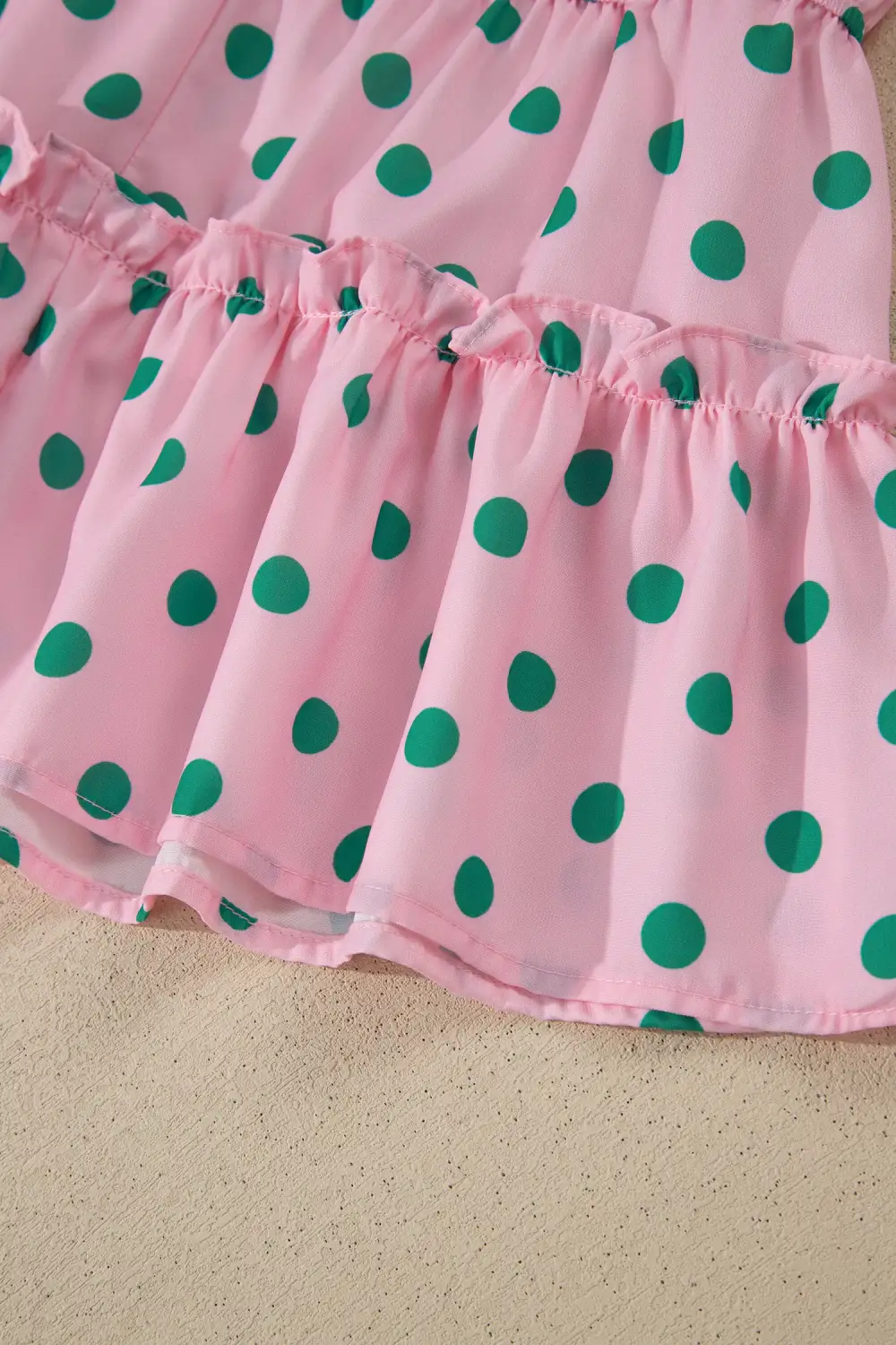 Ruffled V-Neck Dot Print Blouse