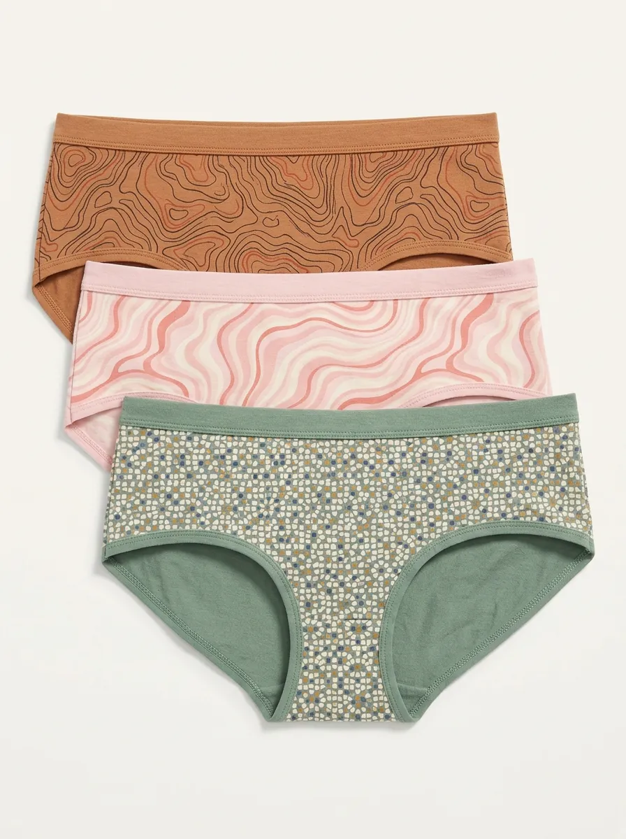Women's Topographic Wavy Floral Print 3-Pack Panties