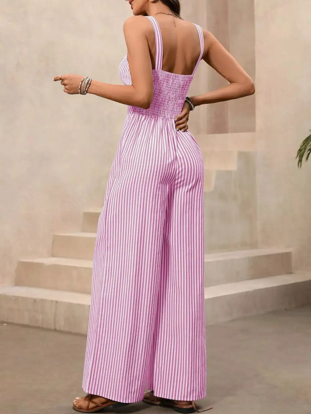 Classic Striped Wide Leg Jumpsuit
